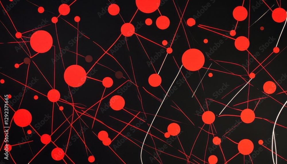 Poster abstract red dot network on black background