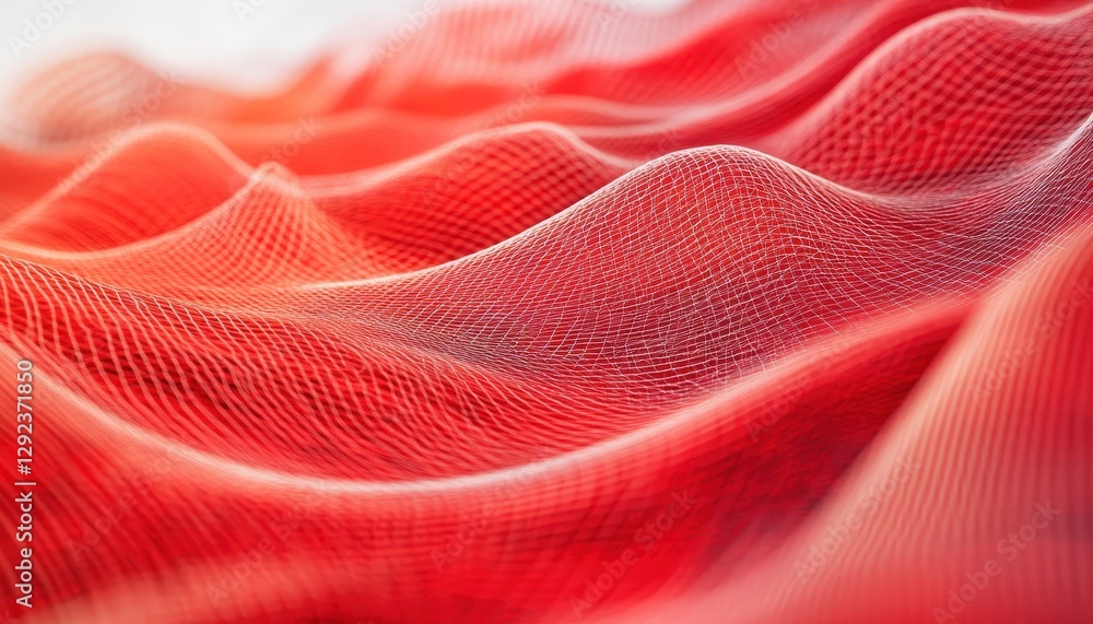 Poster Abstract Red Wave Background Digital Art 3D Rendering