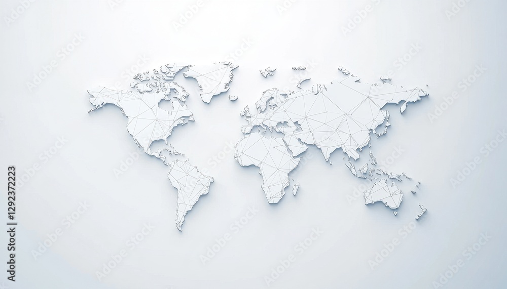 Poster Abstract three dimensional embossed world map with textured surface