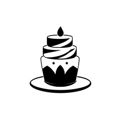 A simple, clean and elegant illustration of a cake, set on a white background.