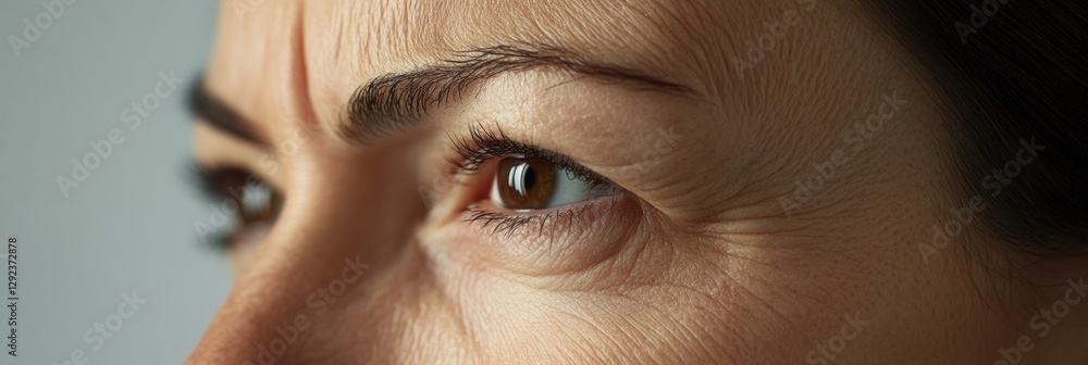 Aufkleber Close up of a womans face displaying contrast between drawn lines and smooth skin for medical evaluation. Generative AI