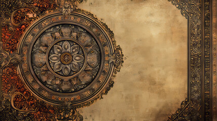 Obraz premium Decorative sheet of paper with oriental design and place for your text, vector illustration, background