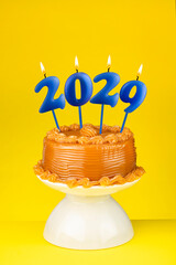 Candle number 2029 for happy new year - New years eve celebration on yellow background