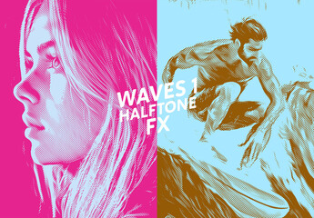 Wave Halftone Lines – Abstract Ripple Effect for Photoshop