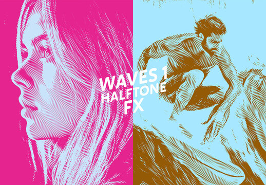 Wave Halftone Lines &ndash; Abstract Ripple Effect for Photoshop