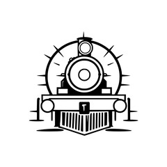 A stylized illustration of a train steam train with headlamp engine. © MatandSterre