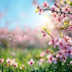 Obraz premium elegant spring art background featuring blooming flowers 