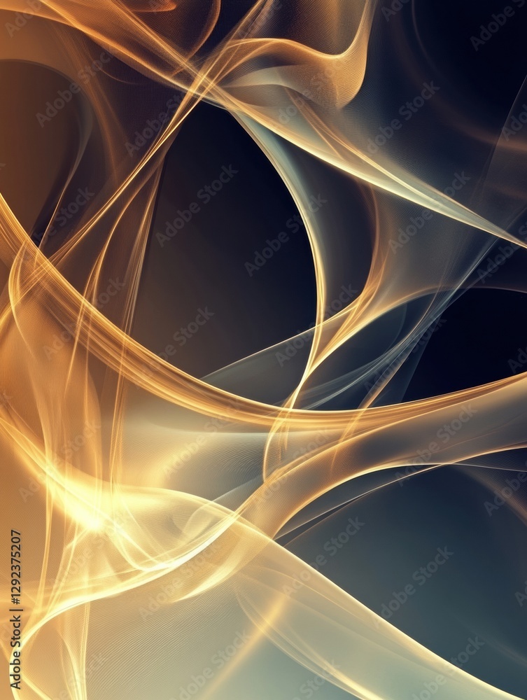 Poster Beautiful abstract design with flowing lines in warm colors and smooth transitions in a dark background. Generative AI