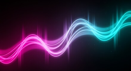 Glowing Neon Waves: Abstract Pink and Teal Energy Flow