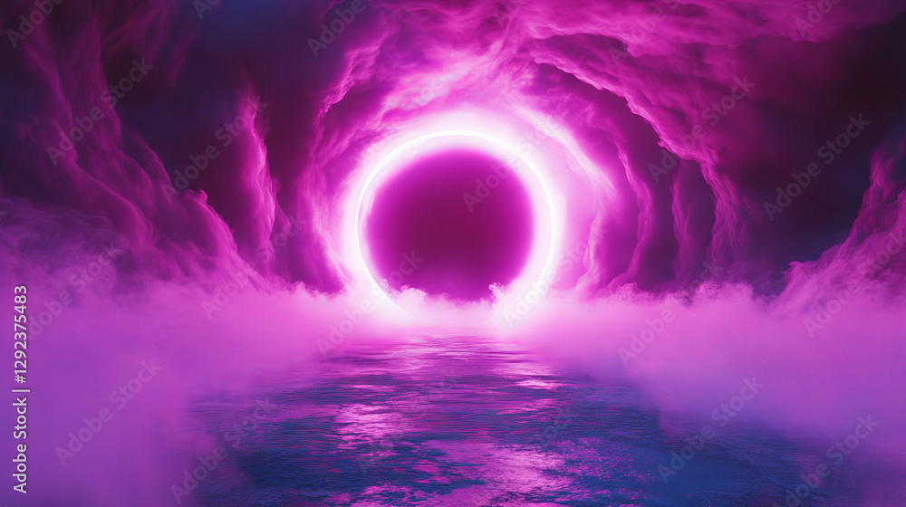 Poster enchanting vortex of pink light with mystical swirling patterns and reflections