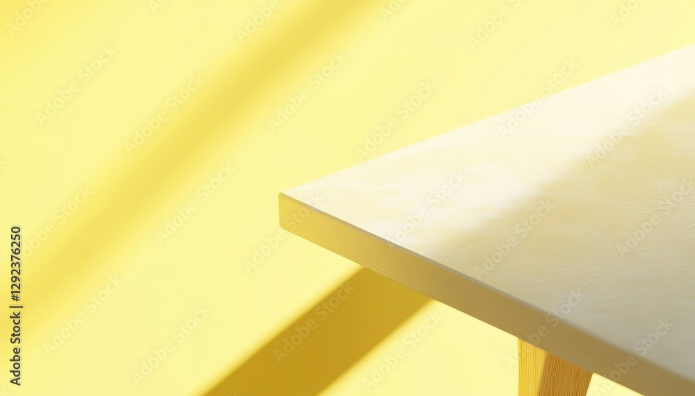 Poster close-up of a table corner with yellow background and soft light