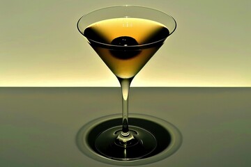 Elegant martini cocktail in a stylish glass against a soft gradient background, perfect for nightlife and social events, featuring rich colors and modern aesthetics