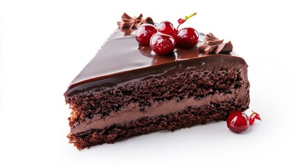 Indulging in a delicious slice of decadent chocolate cake at a cozy bakery a close-up of glossy elegance
