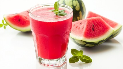 Refreshing watermelon juice with mint leaves kitchen beverage bright and inviting culinary delight