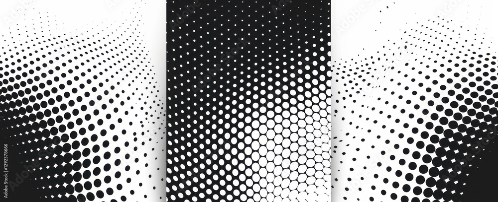 Poster abstract black and white halftone dot pattern background