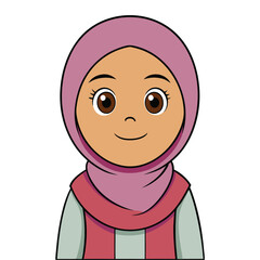 Obraz premium happy-muslim-girl-cartoon-on-white-background.eps