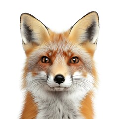 Fototapeta premium Bright red fox aged four years glowing vividly on white backdrop 