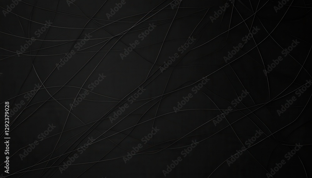 Poster abstract black background with delicate silver lines and dots