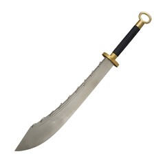 Traditional Chinese Dao Sword with Black Handle and Gold Guard