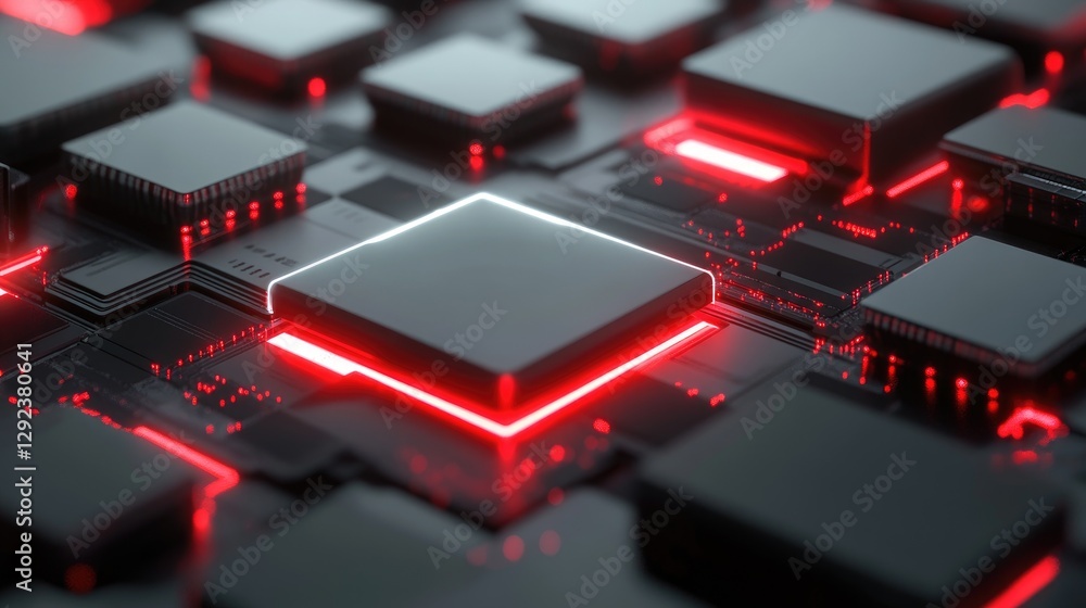 Poster cybernetic mind concept with futuristic processors interpreting neural activity in real-time.