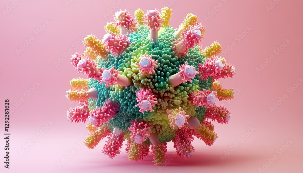 Aufkleber Abstract Colorful Virus 3D Rendering for Medical and Science Illustrations