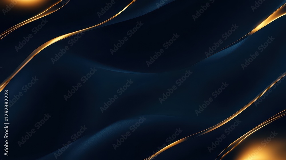 Aufkleber abstract dark blue and gold background with elegant wave pattern