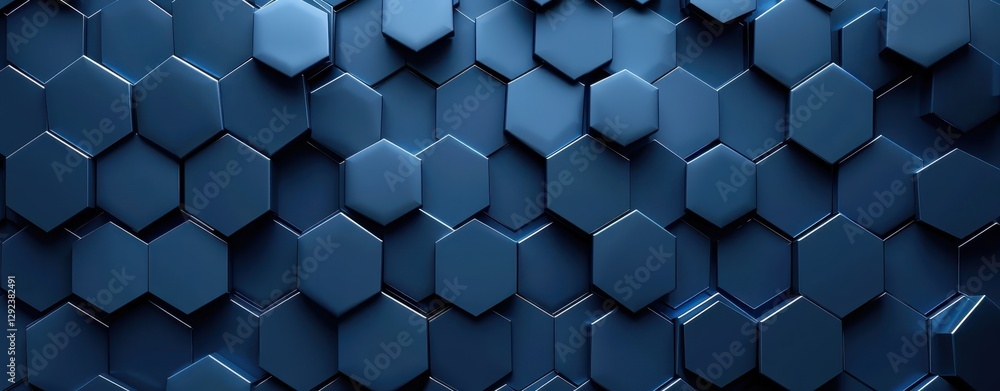 Poster abstract dark blue hexagonal geometric pattern background texture