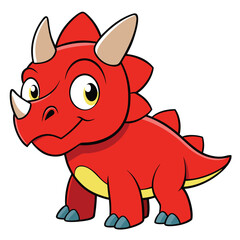 Fototapeta premium red-triceratops-cartoon.eps