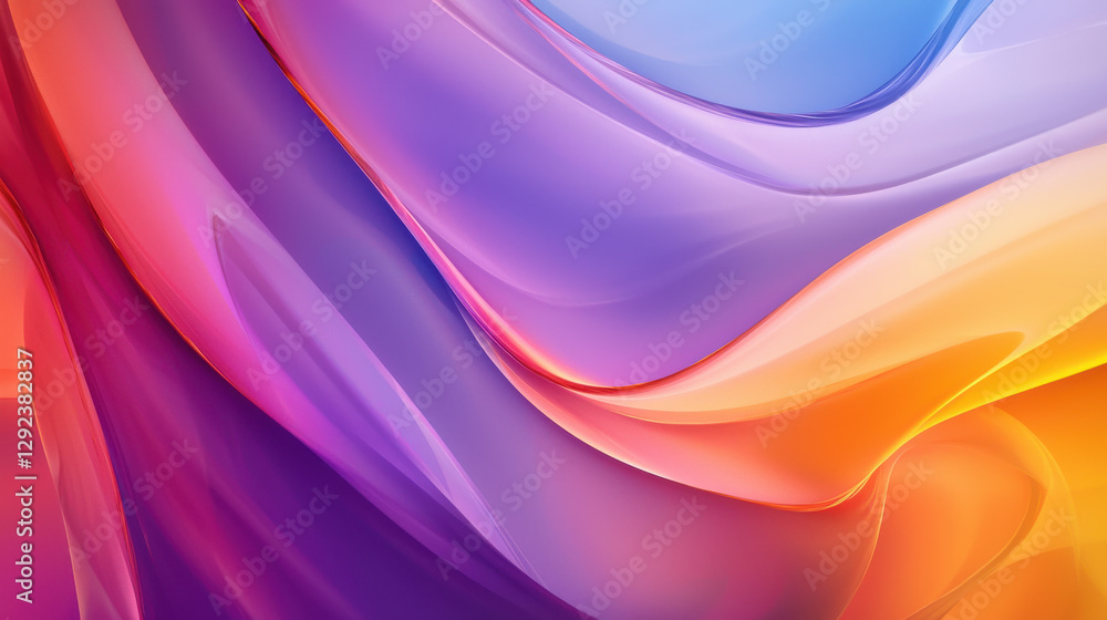 Poster brightly colored abstract waves representing fluid dynamics and motion
