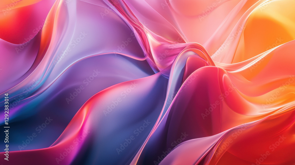 Poster brightly colored abstract waves representing fluid dynamics and motion
