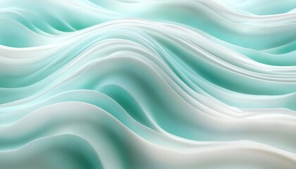 Fototapeta premium Mint Green Soft Waves Abstract Minimalist 3D Rendering Background
