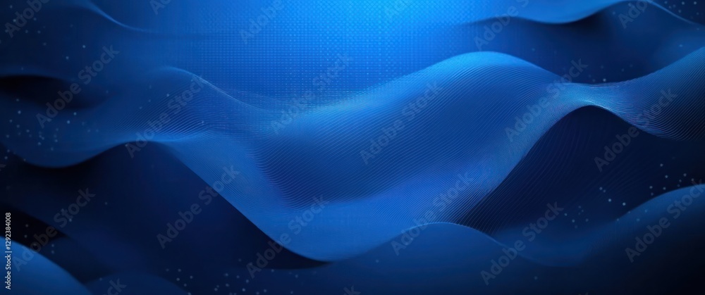 Poster abstract geometric pattern in deep blue with triangles and wavy lines for digital art background and