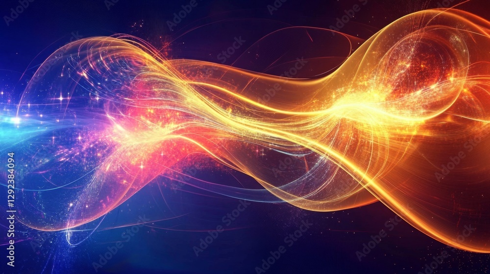 Poster pulsating abstract holographic designs digital studio visual art virtual space close-up energizing a