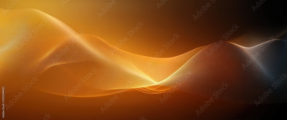 Poster abstract art with golden gradients and soft wavy lines in symmetrical design