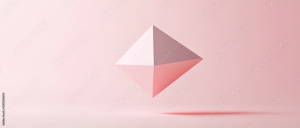 Poster abstract geometric shape in pastel pink minimalist 3d rendering