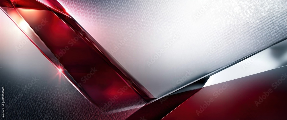 Poster abstract metallic triangle design with high contrast silver and red for modern technology background
