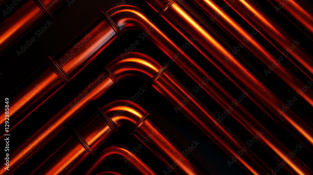 Poster dynamic abstract background with geometric red pipes for modern design
