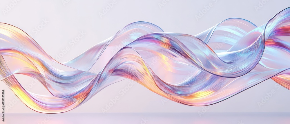 Aufkleber abstract flowing glass wave ribbons minimalist design element 3d rendering