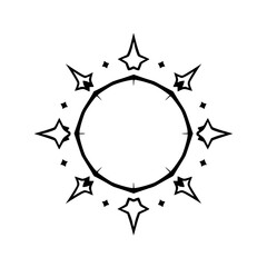 Black-and-White Starburst Design. A stylized, artistic representation of a sun or star.