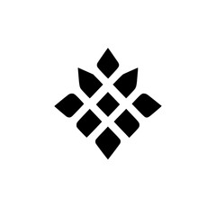 Obraz premium Black-and-White Minimalist Floral Symbol on White Background.