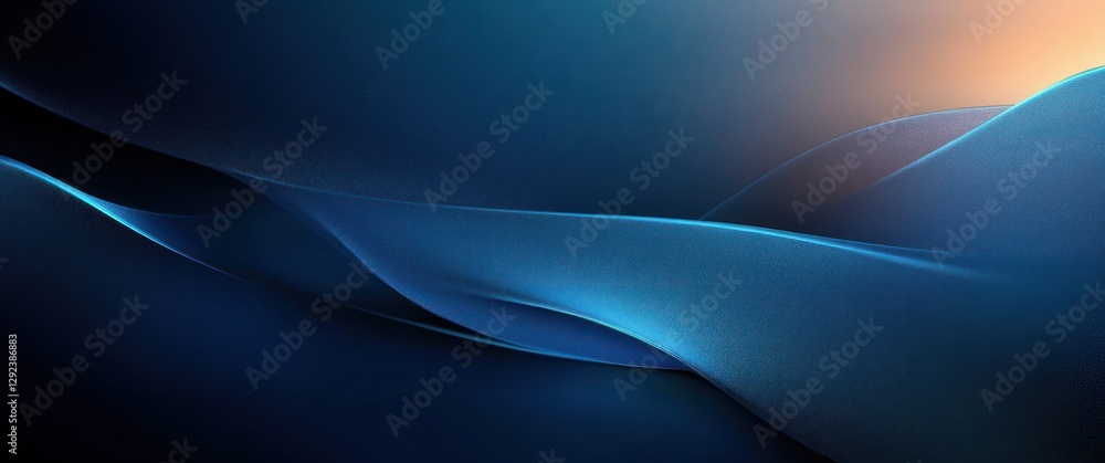 Poster abstract blue gradient composition with smooth curves and soft light for minimalist design and moder