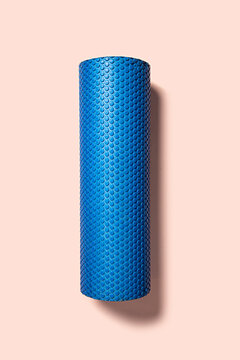 Blue foam roller for muscle rolling