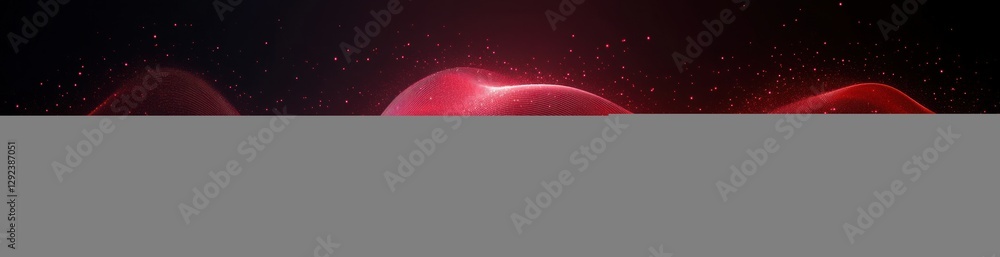 Poster abstract red waves digital art with light patterns and geometric shapes for futuristic technology ba