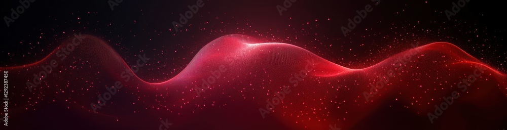Aufkleber abstract red waves digital art with light patterns and geometric shapes for futuristic technology ba