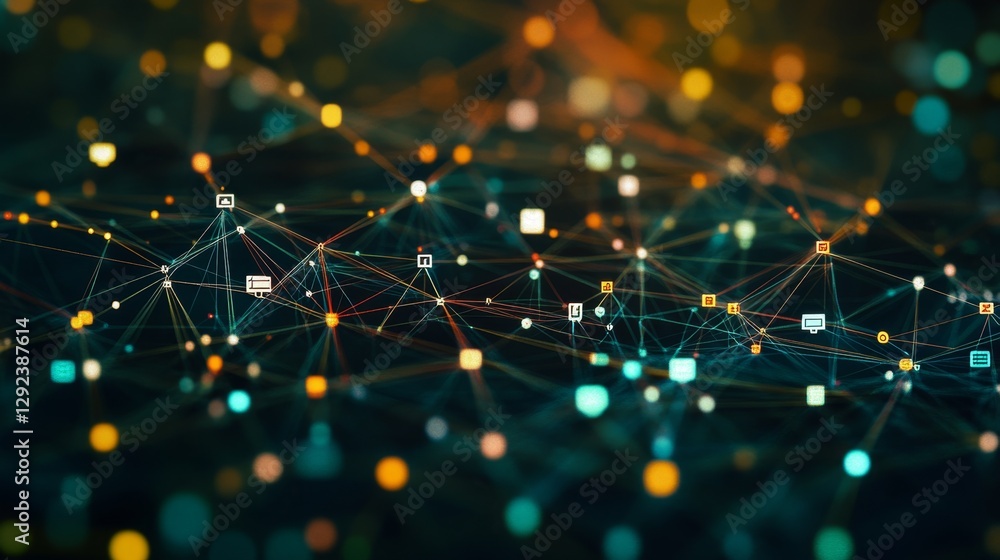 Poster visualize network connections digital workspace infographic online environment technical perspective