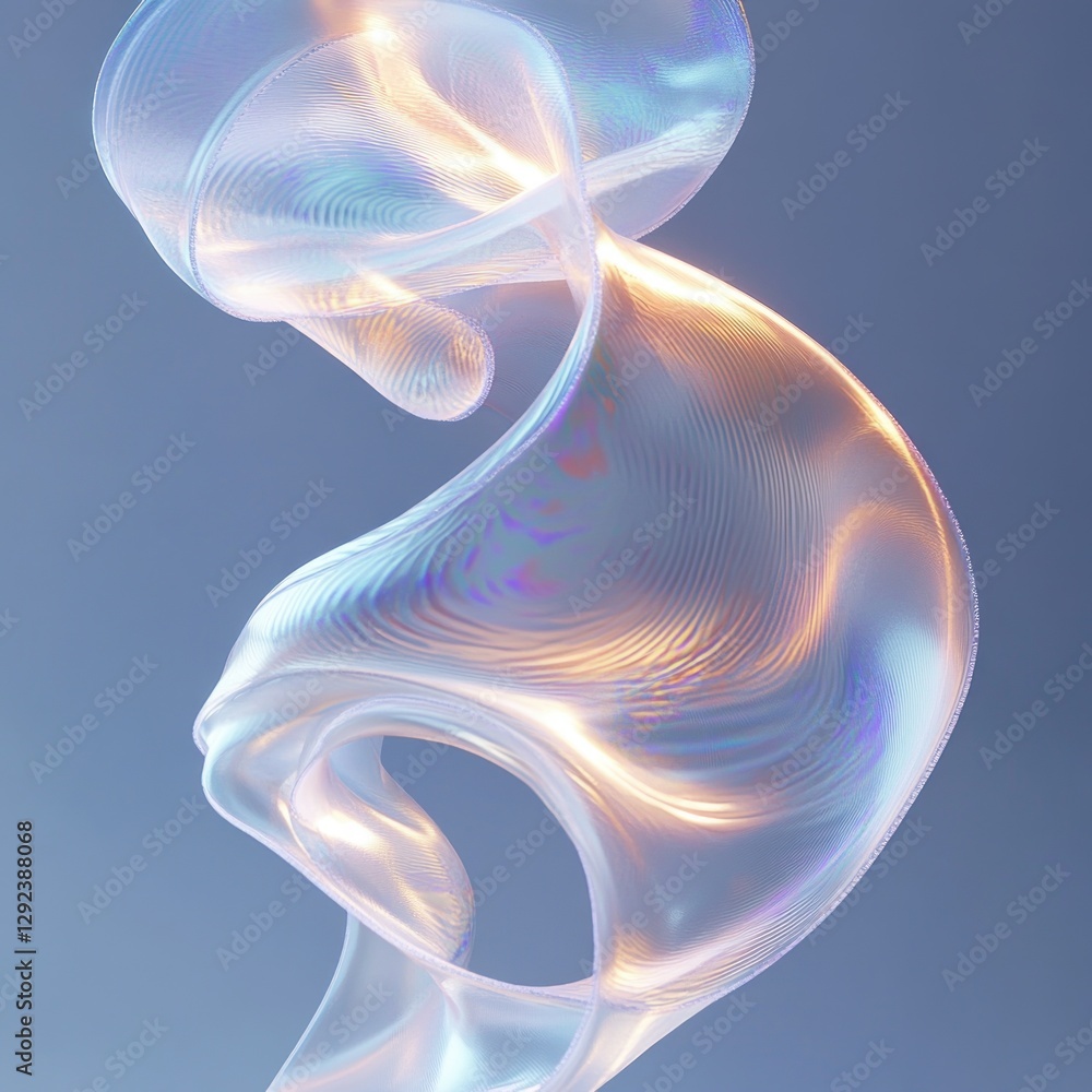 Poster abstract 3d fluid shape modern design template holographic gradient curve ethereal ribbon motion dyn