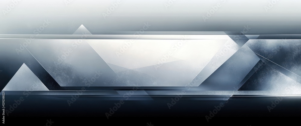 Aufkleber abstract geometric composition in gray tones with metallic texture and shiny finish on chrome backgr