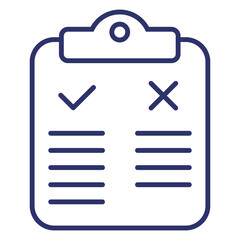 Pros and cons line icon with clipboard
