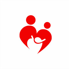 Heart logo design with the concept of mother's love for her child.