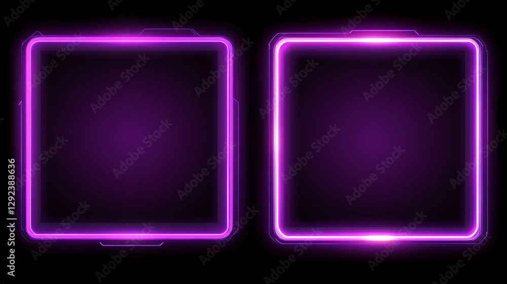 Poster purple classic frames set isolated on black background. vector realistic illustration of blank recta